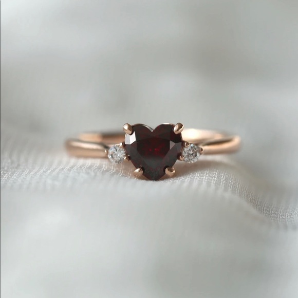 Ted and Mag Handmade 14k Solid Gold Pink Heart Ring - Picture 5 of 13